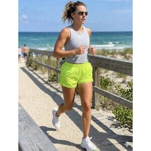 Jolie & Joy Women's Athletic Shorts Neon Yellow Mesh Lightweight Drawstring